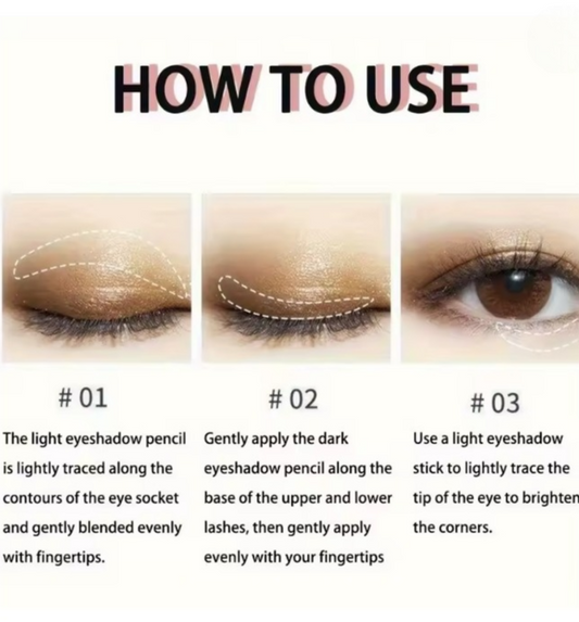 Dual-Color Cream Eyeshadow Stick – Long-Lasting, Waterproof & Shimmer Finish