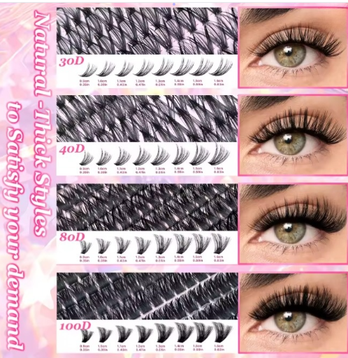 DIY Lash Extension Kit (720pcs) – Lash Clusters + Bond & Seal | Wispy Natural Manga Look | 80D Fluffy, Salon Results at Home