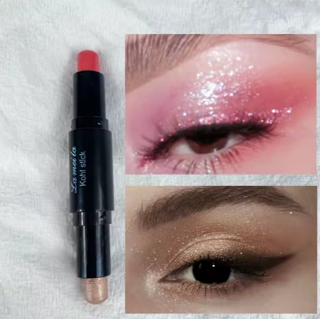 Dual-Color Cream Eyeshadow Stick – Long-Lasting, Waterproof & Shimmer Finish